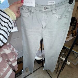 Light Gray Distressed Cropped Jeans with shark-bite hem!!!